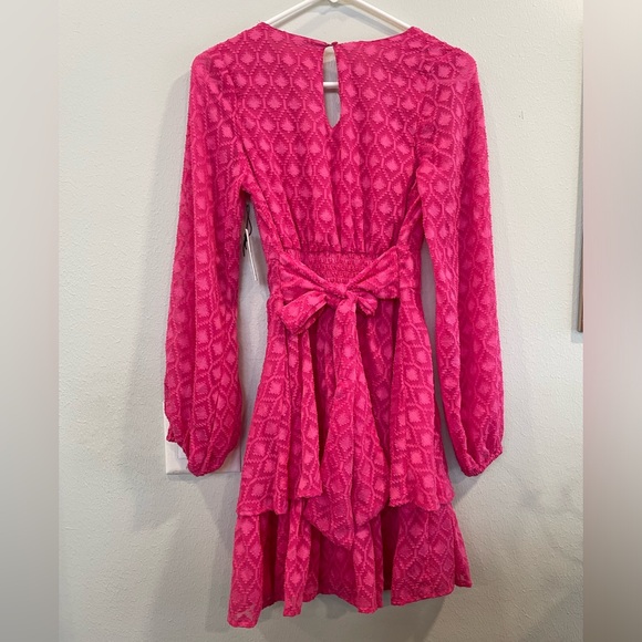 Pink Retro Print Japna mini /midi Dress - Picture 6 of 6